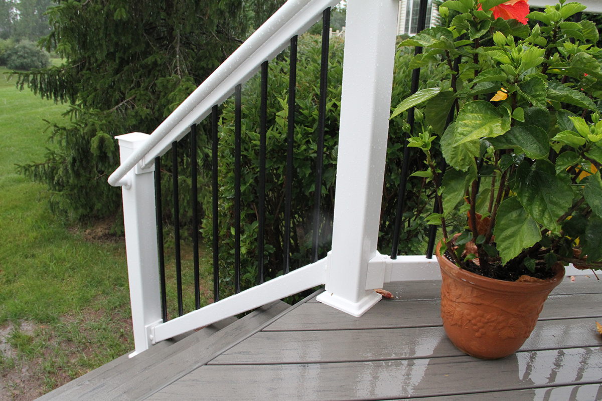 White vinyl stair rail