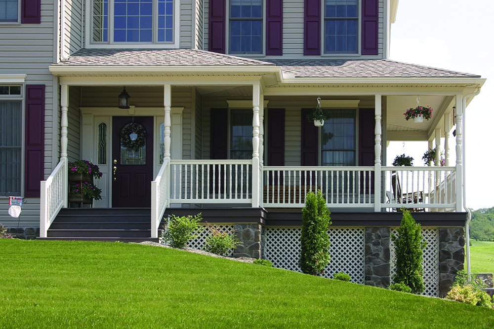 White vinyl porch and deck railing