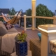 White vinyl railing with post cap lighting